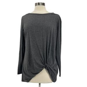 SHIBEVER Grey Long Sleeve Knotted Front Top SZ LG
